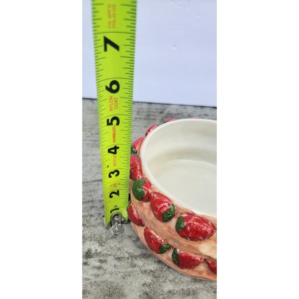 Vintage Costa Italy Ceramic Strawberry Jar with Lid Hand Painted Cottage Farm
